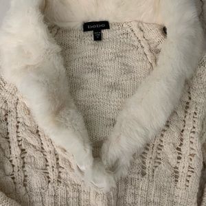 Bebe crop top rabbit fur sweater